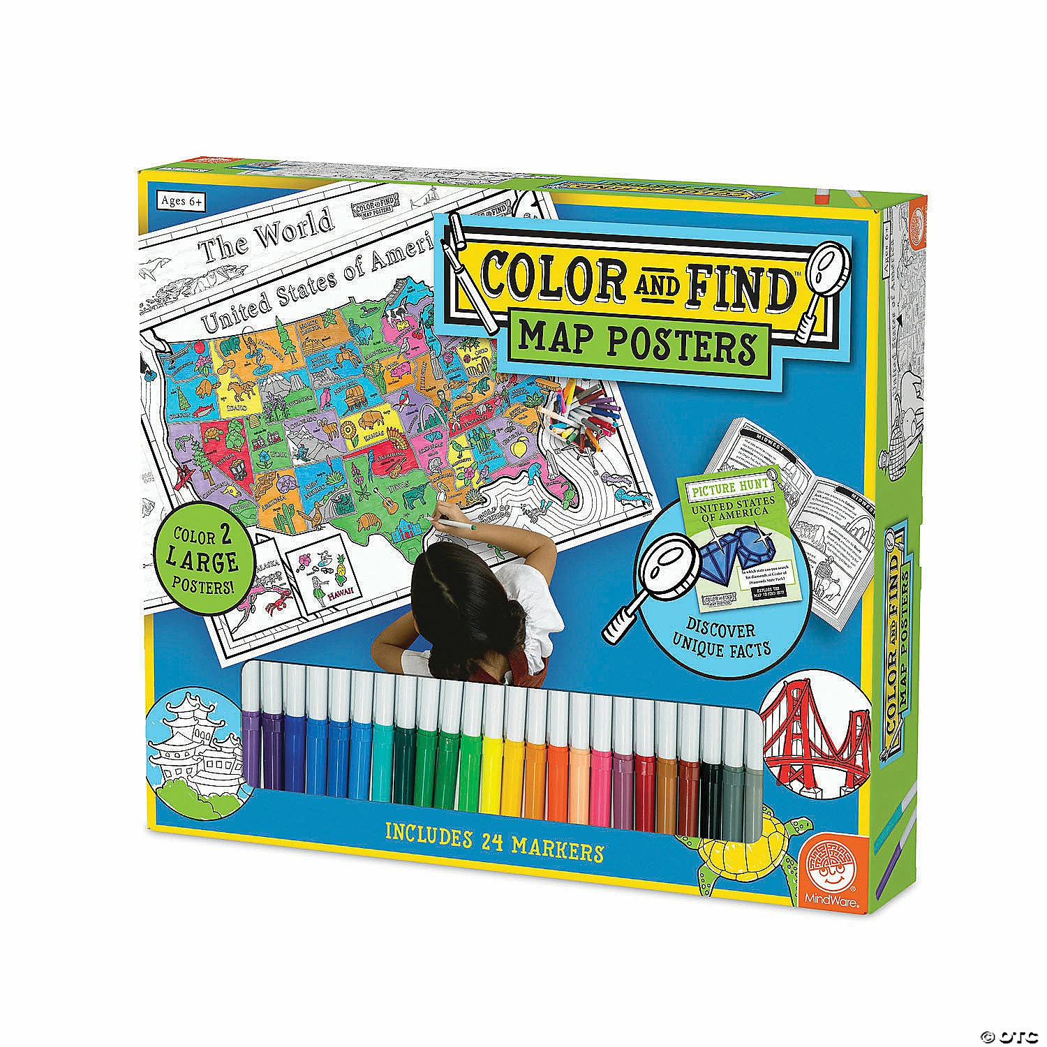 MW Color & Find Map Posters: USA And World 3 MW Color & Find Map Posters: USA And World