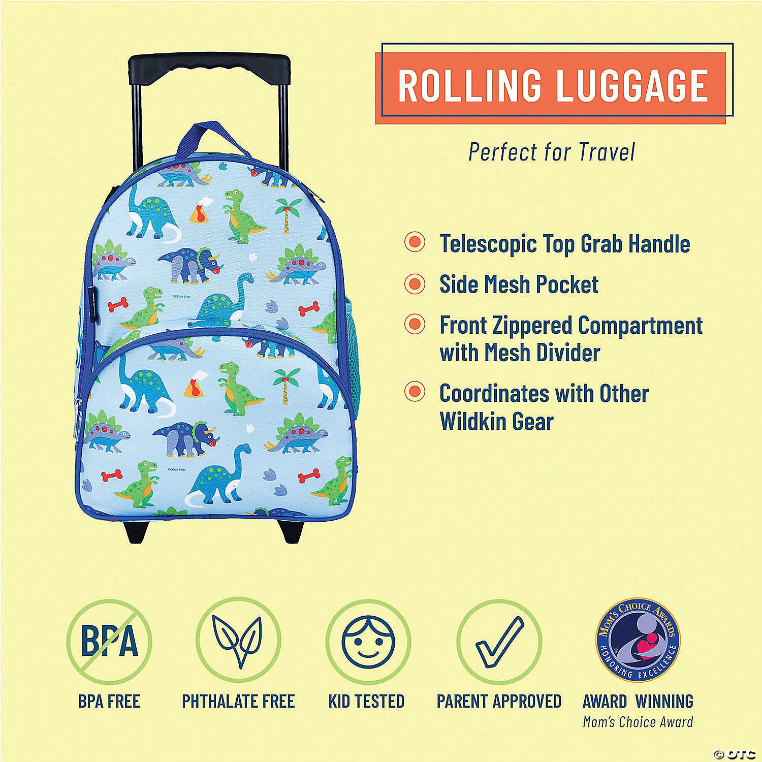 MW Wildkin: Dinosaur Land Rolling Luggage 4 MW Wildkin: Dinosaur Land Rolling Luggage - Image 2